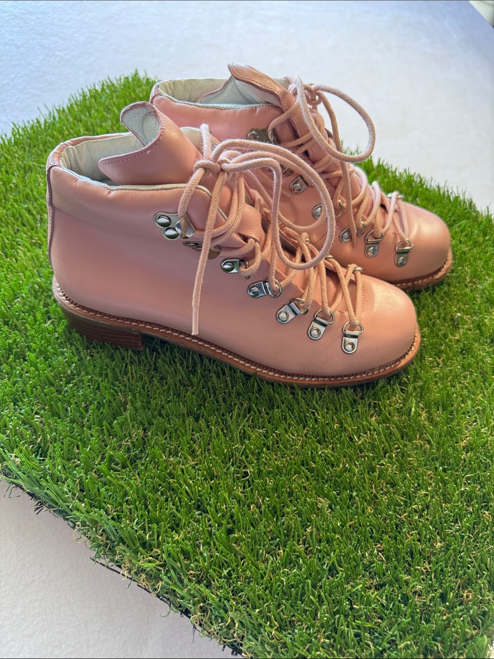 Free People + Jeffrey Campbell Pink Lace-Up Hiking Boots